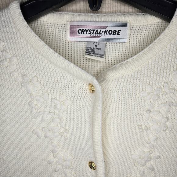 Crystal-Kobe Petites Cream Embroidered Cardigan | Size M [0218] - Picture 6 of 9